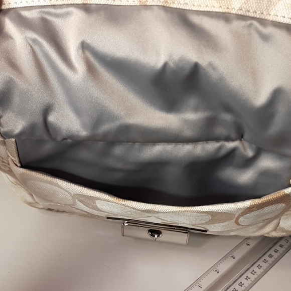 SALE! Coach Kristin Hobo Signature Beige & Silver Sequined Shoulder Bag - Picture 10 of 16